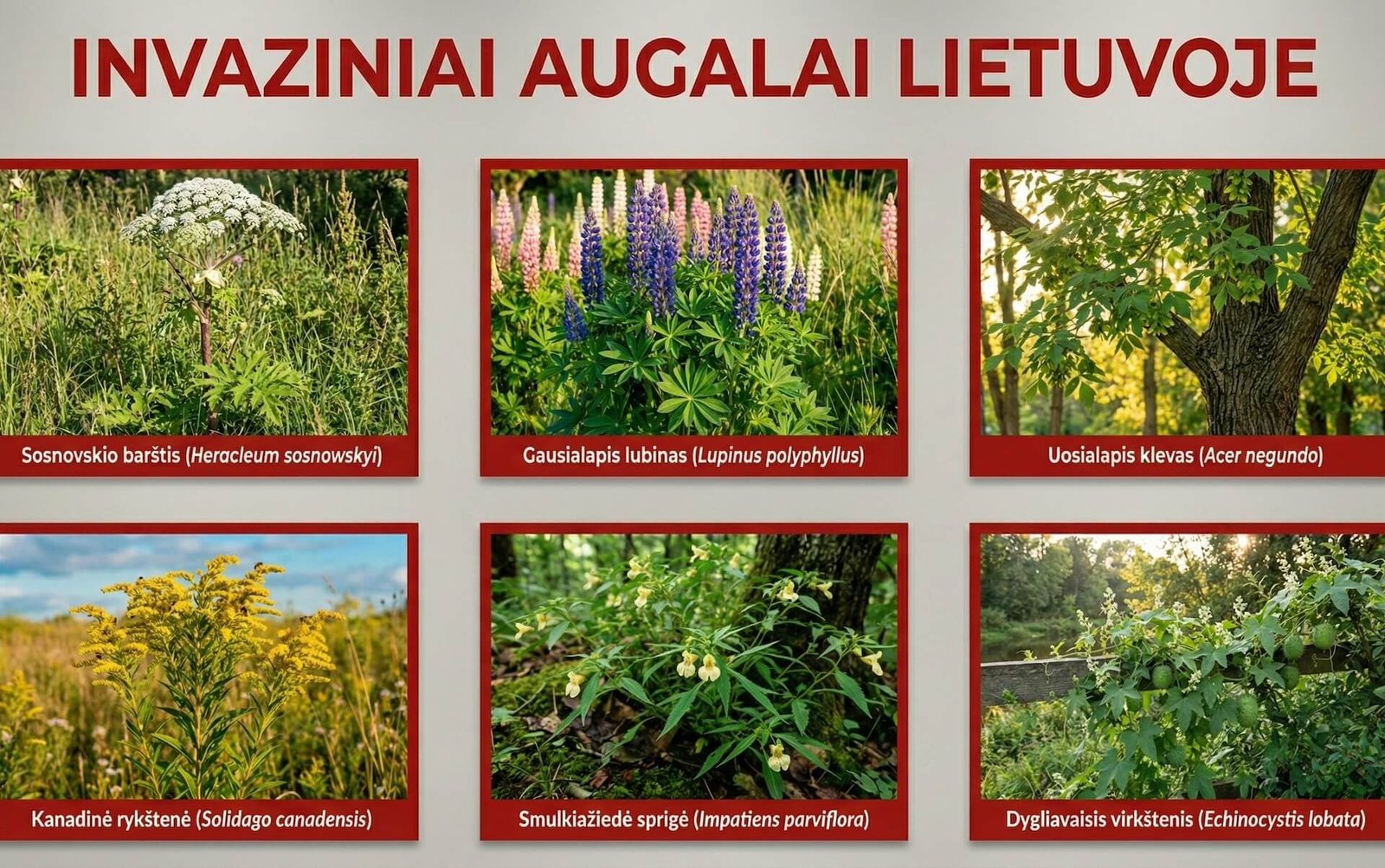 Invaziniai augalai, Top 6, keliantys grėsmę Lietuvos gamtai