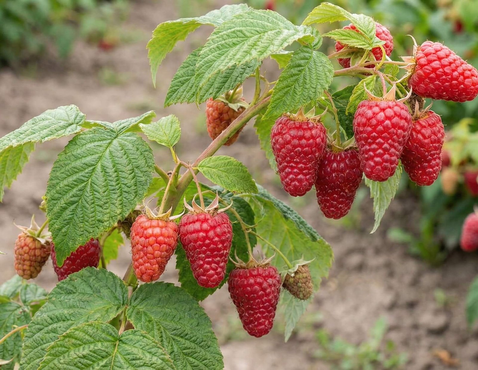 Stambios, raudonos 'Polka' avietės