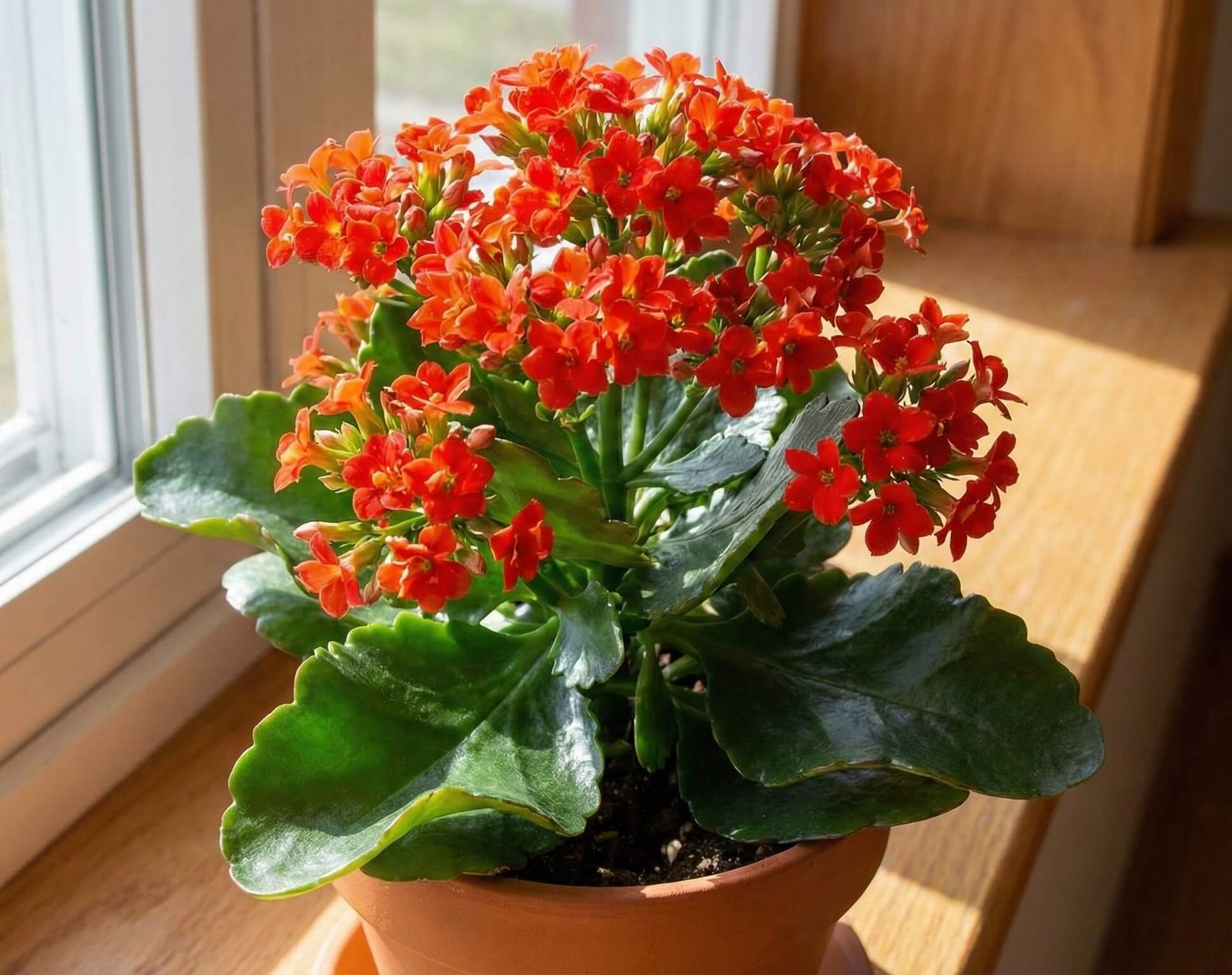 Tankus raudonų kalankės žiedų žiedynas