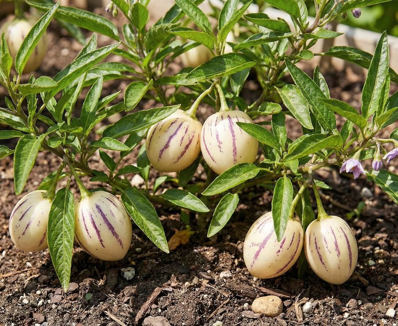 Geltonai dryžuoti pepino (ežinės kiauliauogės) vaisiai