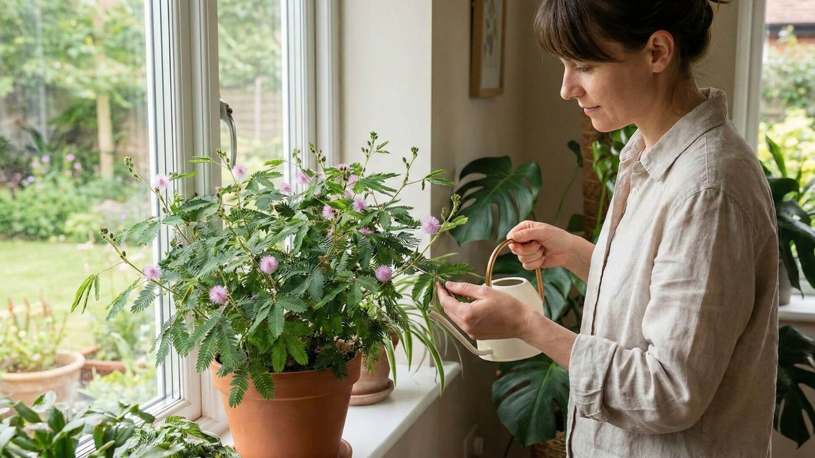 Jautrioji mimoza (Mimosa pudica), 3 priežiūros taisyklės namuose