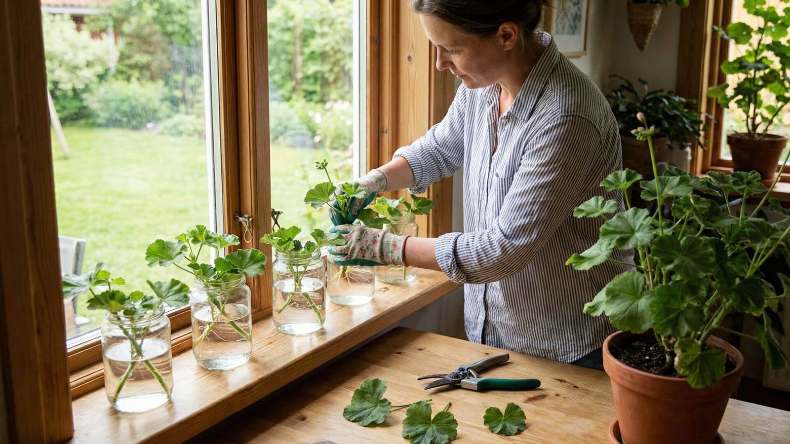Pelargonijų dauginimas auginiais vandenyje, kaip daryti?