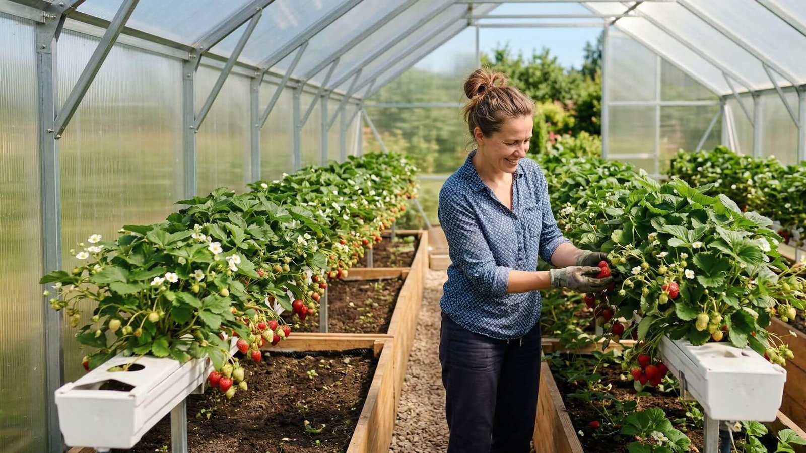 Remontantinės braškės auginimas šiltnamyje